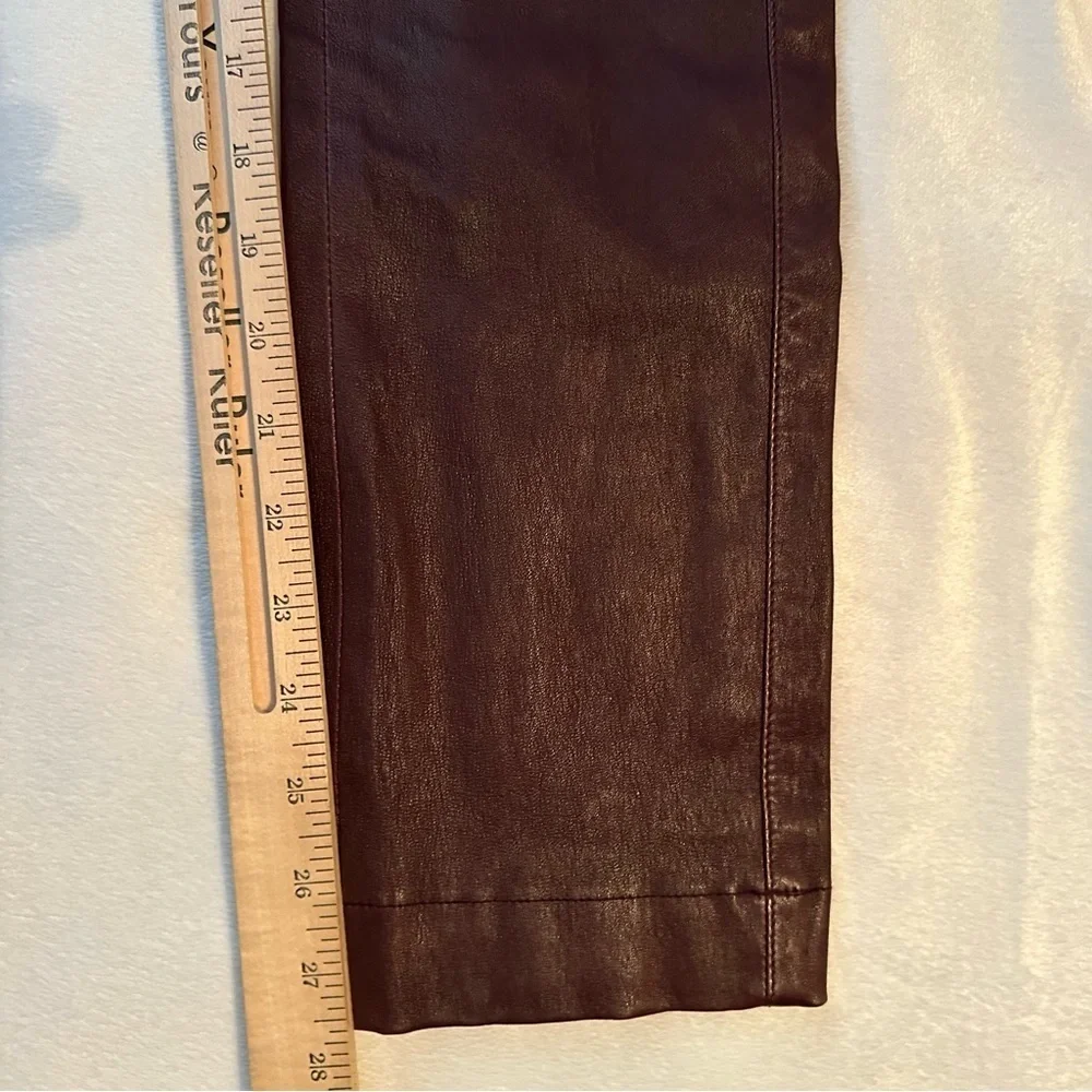 Joseph Burgundy Lambskin Leather Leggings w. Back Black Knit Panels S
